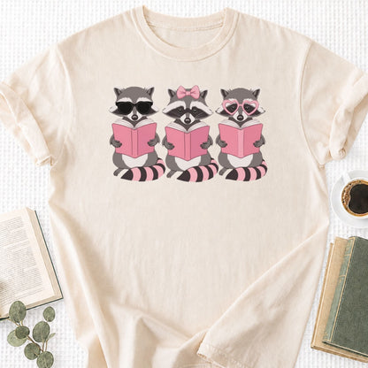 Girly Reading Raccoons Unisex T-Shirt