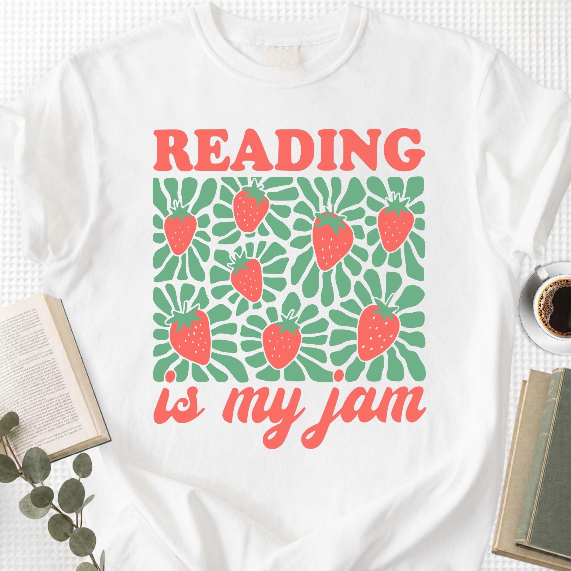 Reading Is My Jam Strawberry Unisex T-Shirt, Book Lover Gift