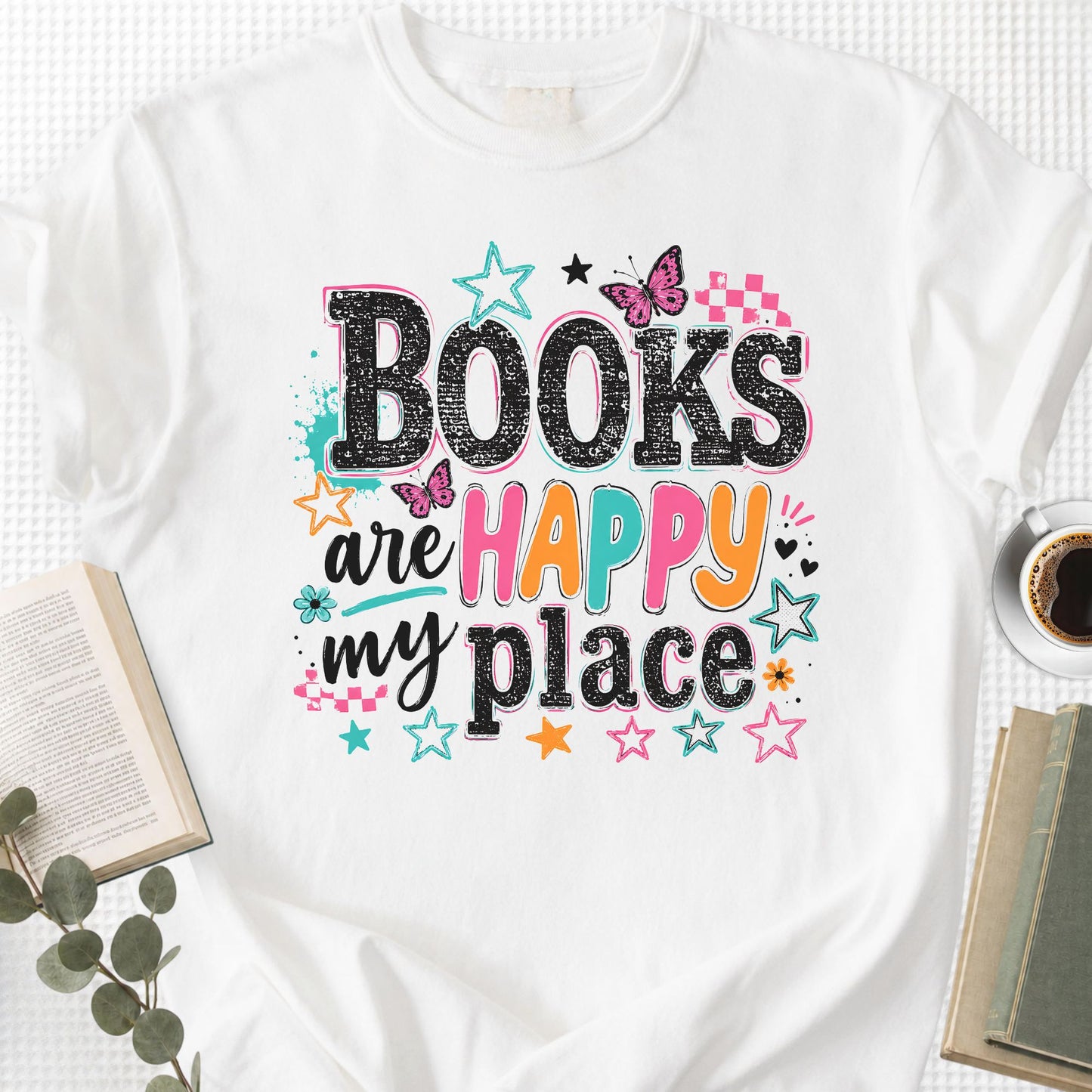 Books Are My Happy Place Retro Unisex T-Shirt