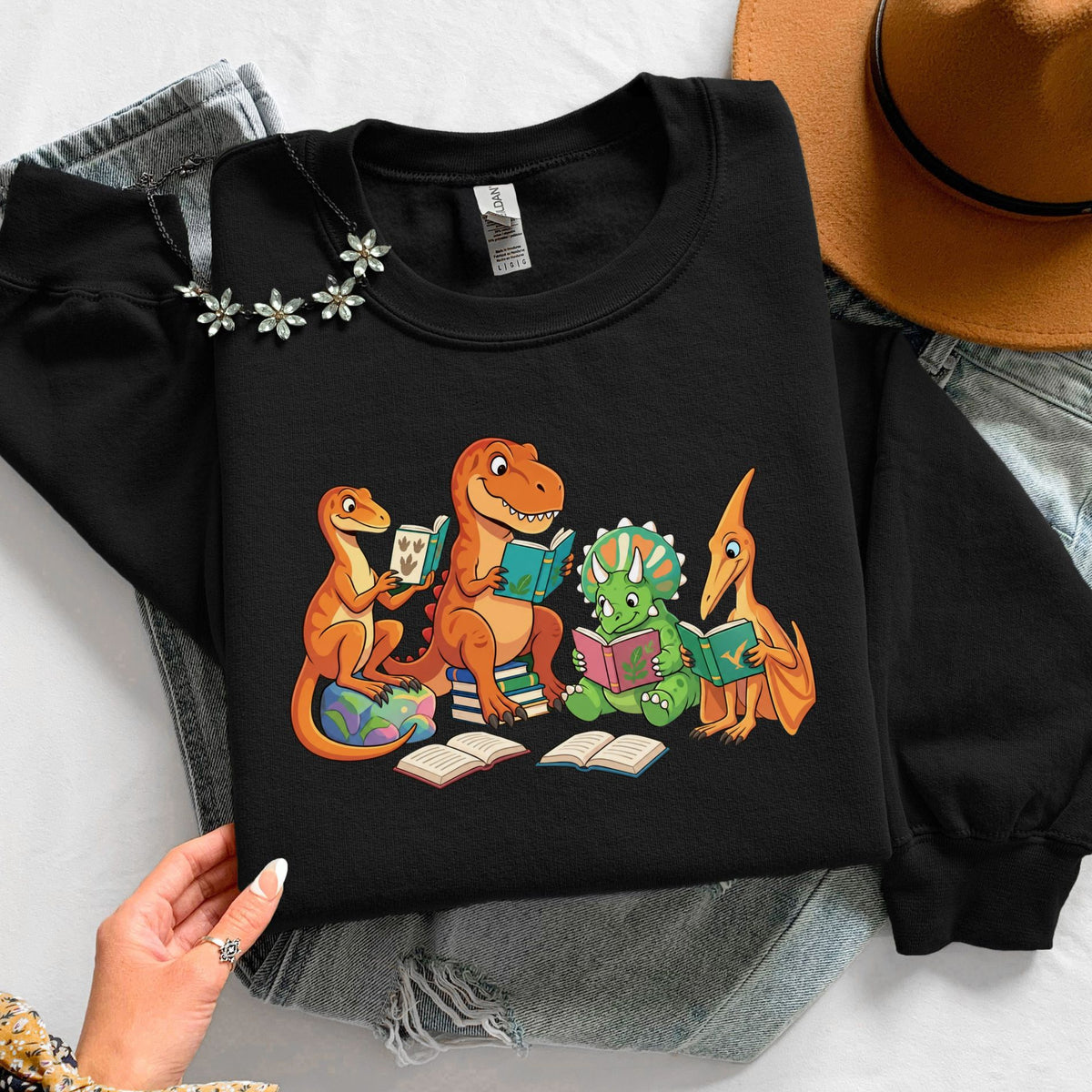 Dinosaur Reading Unisex Sweatshirt