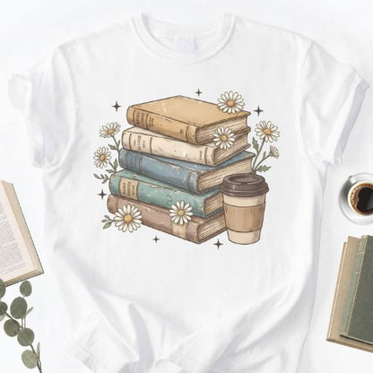 Book and Coffee Lovers Unisex T-Shirt MemorablyMade