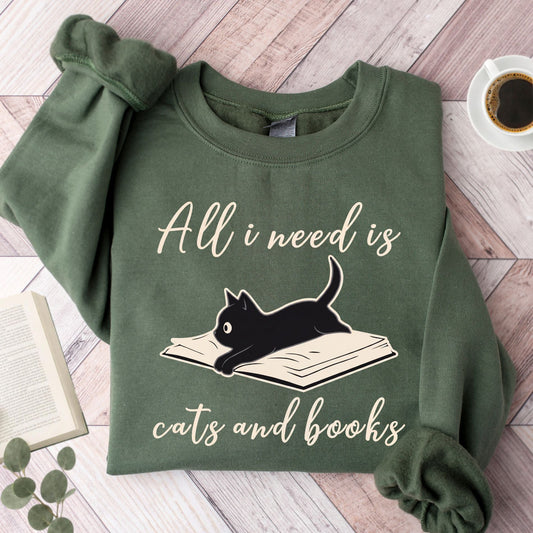 All I Need Is Cats and Books Unisex Sweatshirt - Book Social Club