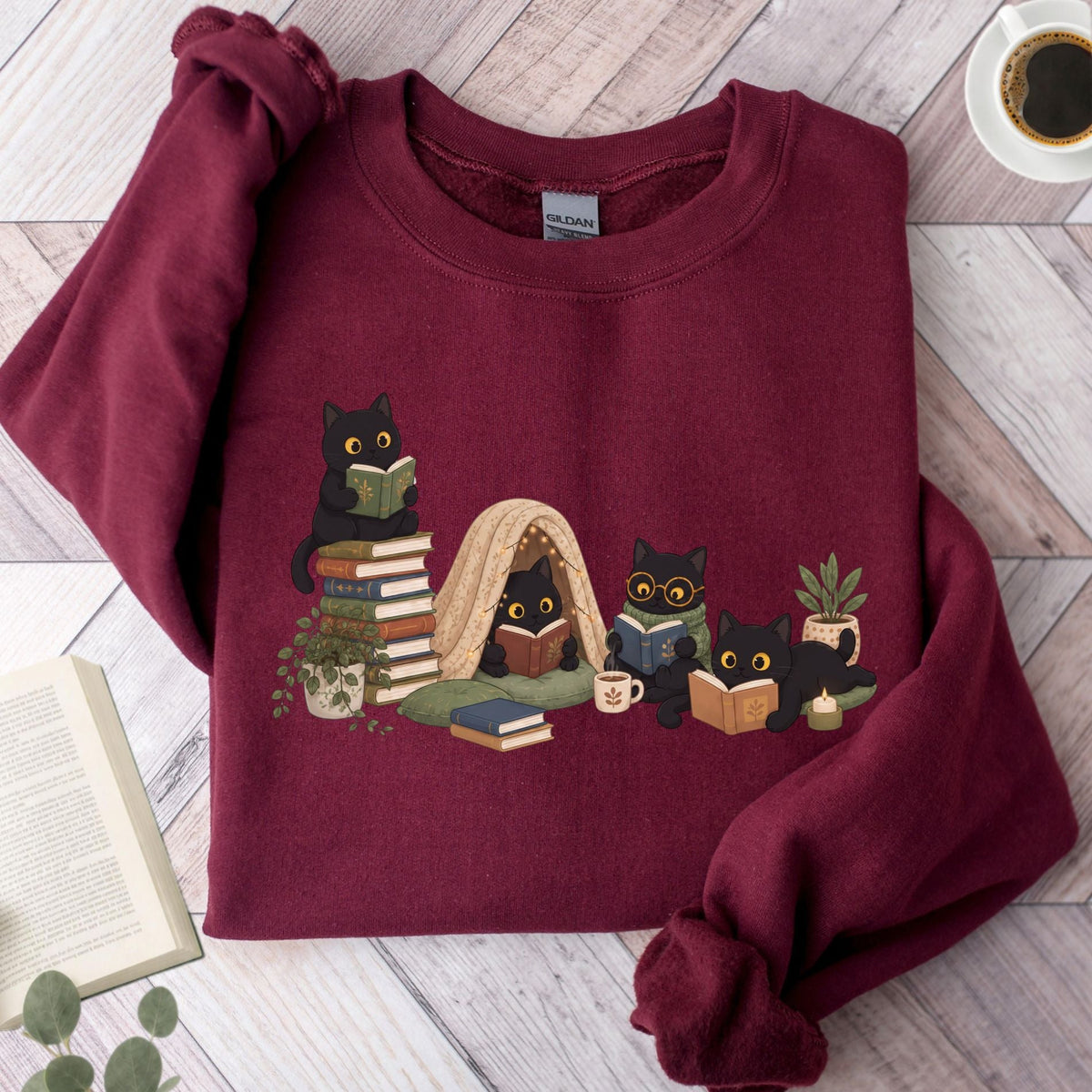Black Cat Reading Unisex Sweatshirt - Book Social Club