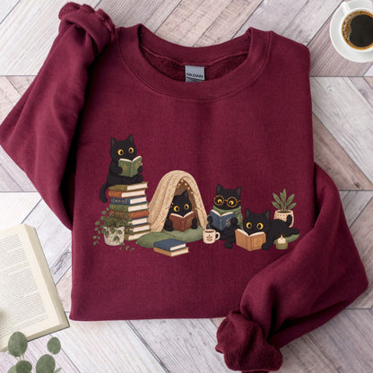 Black Cat Reading Unisex Sweatshirt - Book Social Club