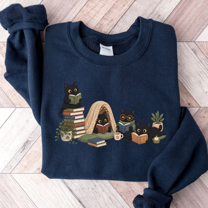 Black Cat Reading Unisex Sweatshirt - Book Social Club