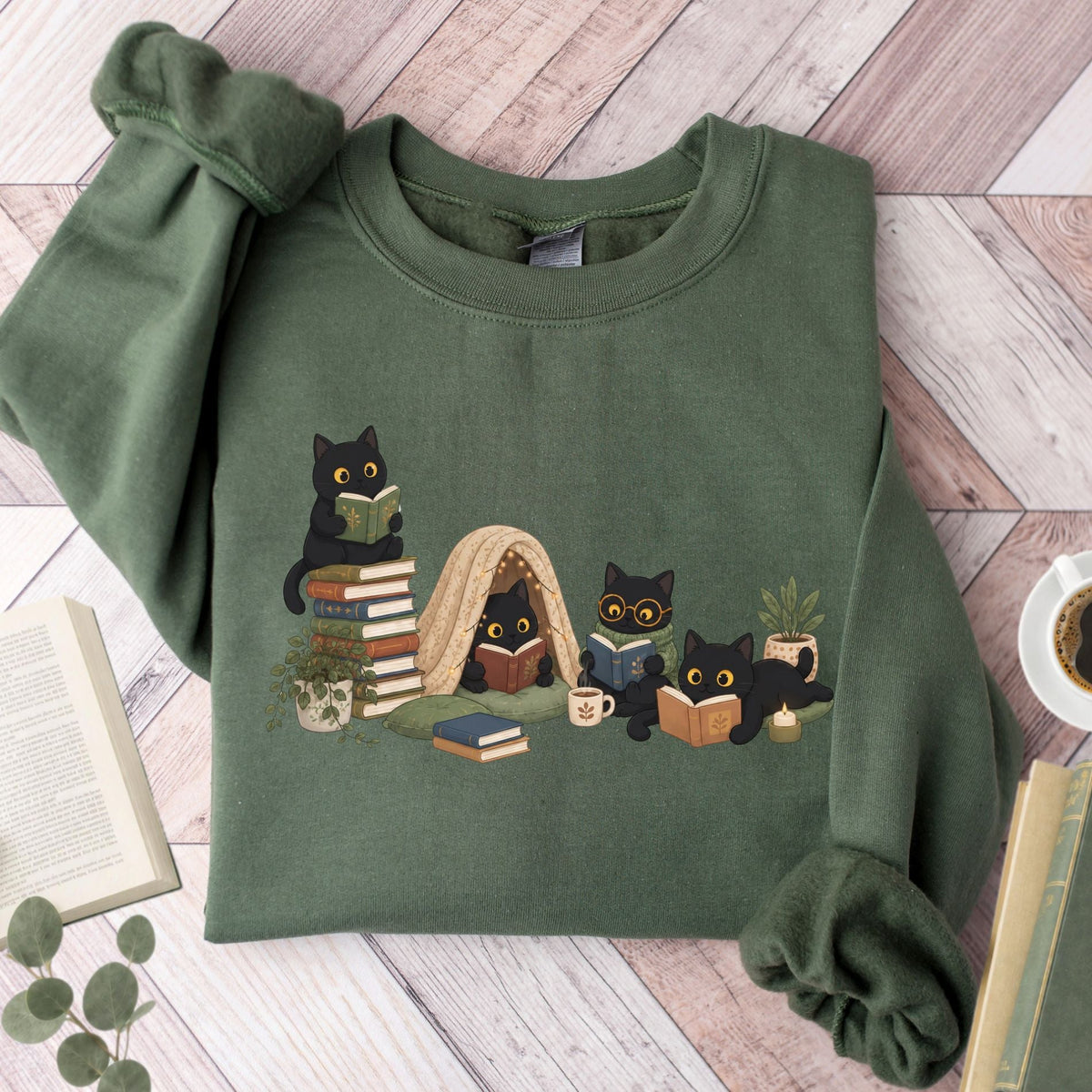 Black Cat Reading Unisex Sweatshirt - Book Social Club