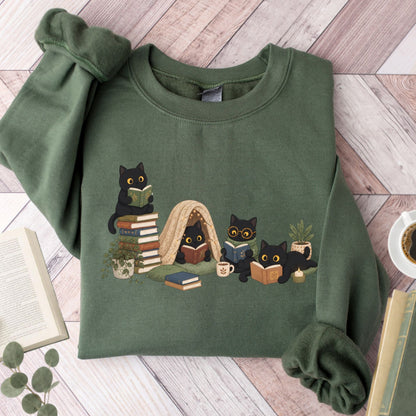 Black Cat Reading Unisex Sweatshirt - Book Social Club