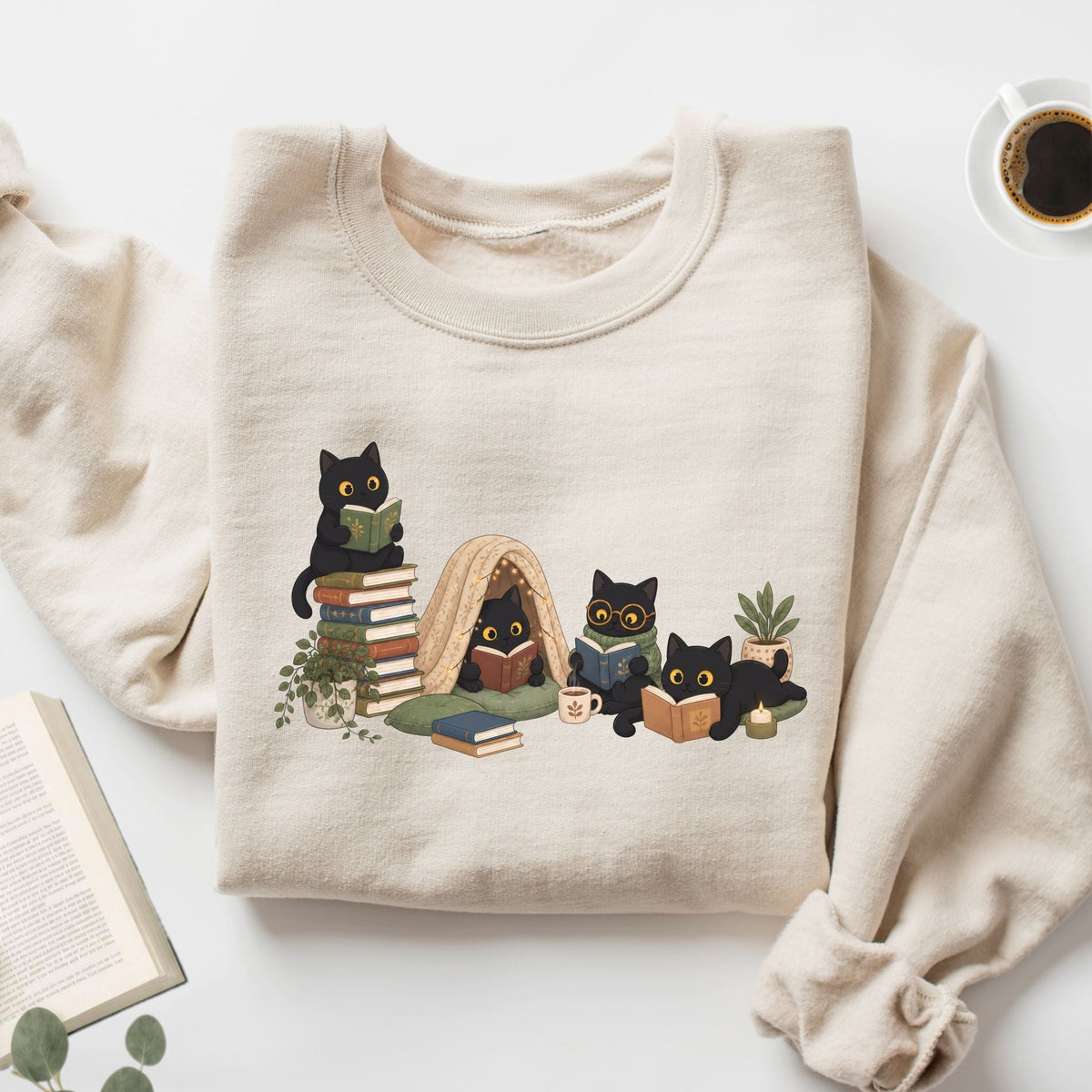 Black Cat Reading Unisex Sweatshirt - Book Social Club