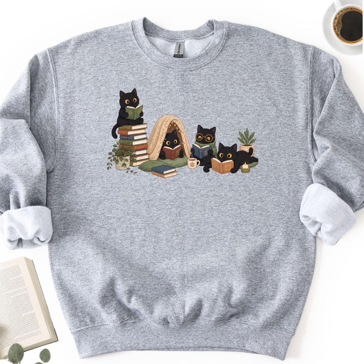 Black Cat Reading Unisex Sweatshirt - Book Social Club