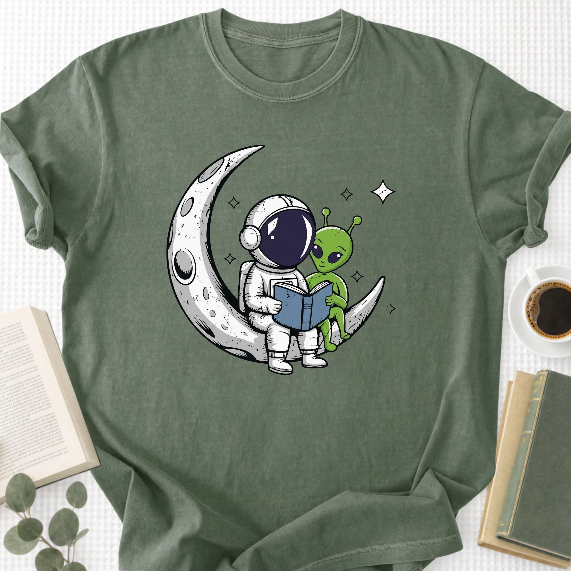 Book Lover Alien UFO Unisex T-Shirt - Book Social Club