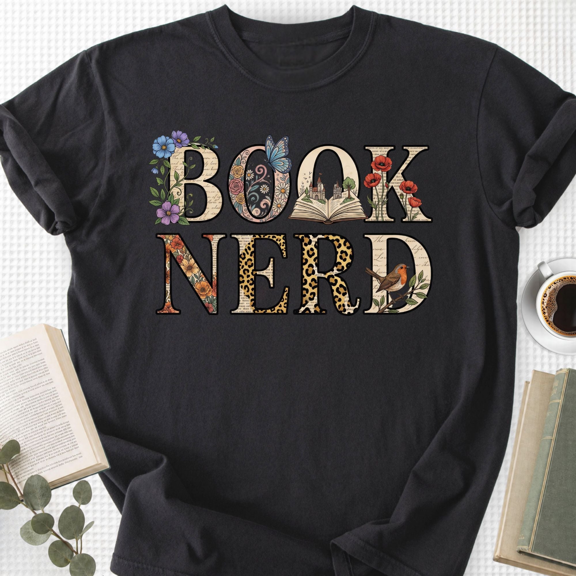 Book Nerd Floral Unisex T-Shirt, Bookworm Gift - Book Social Club