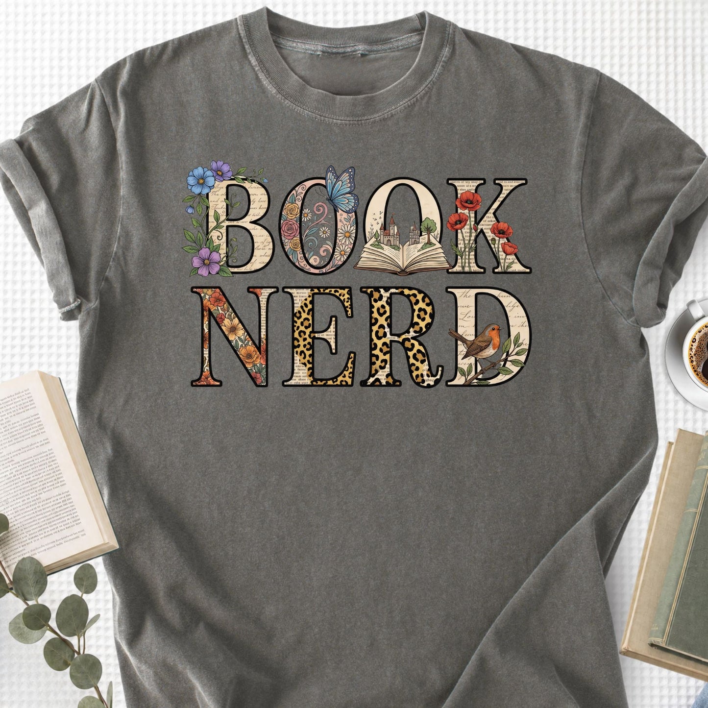 Book Nerd Floral Unisex T-Shirt, Bookworm Gift - Book Social Club