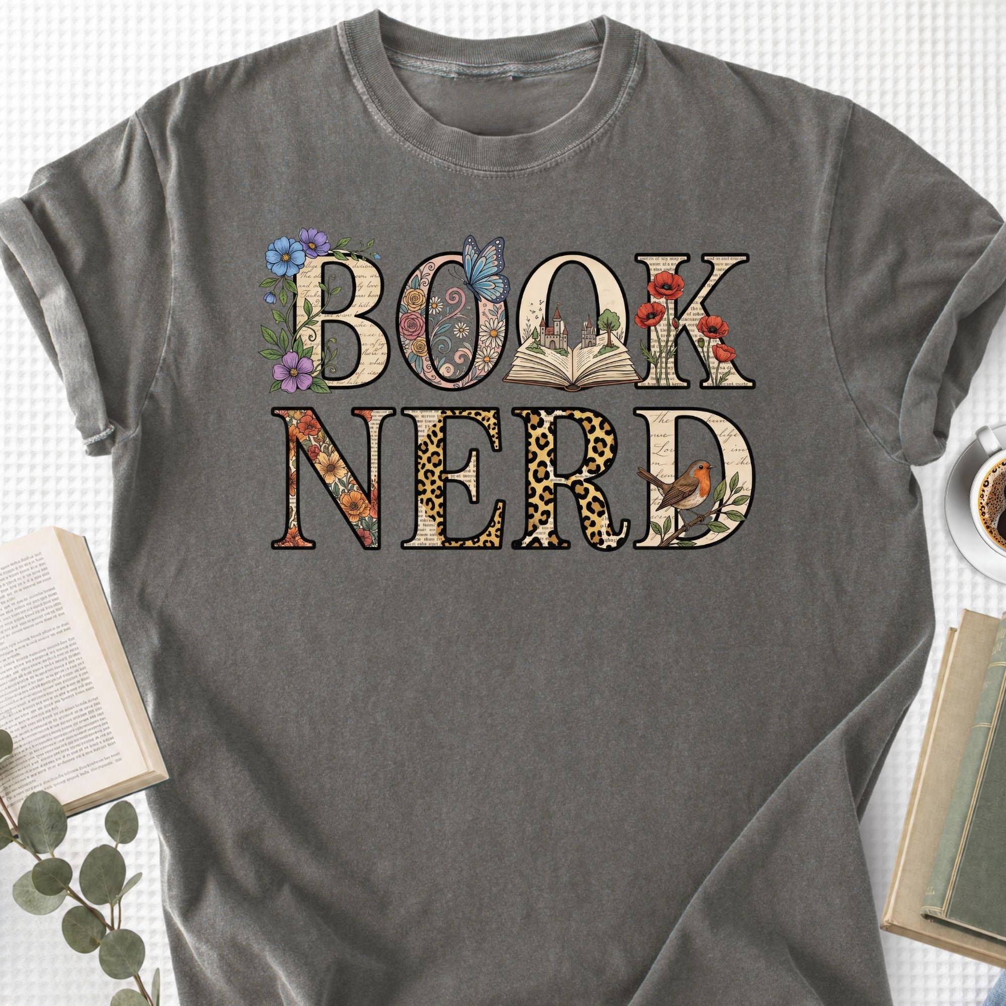 Book Nerd Floral Unisex T-Shirt, Bookworm Gift - Book Social Club