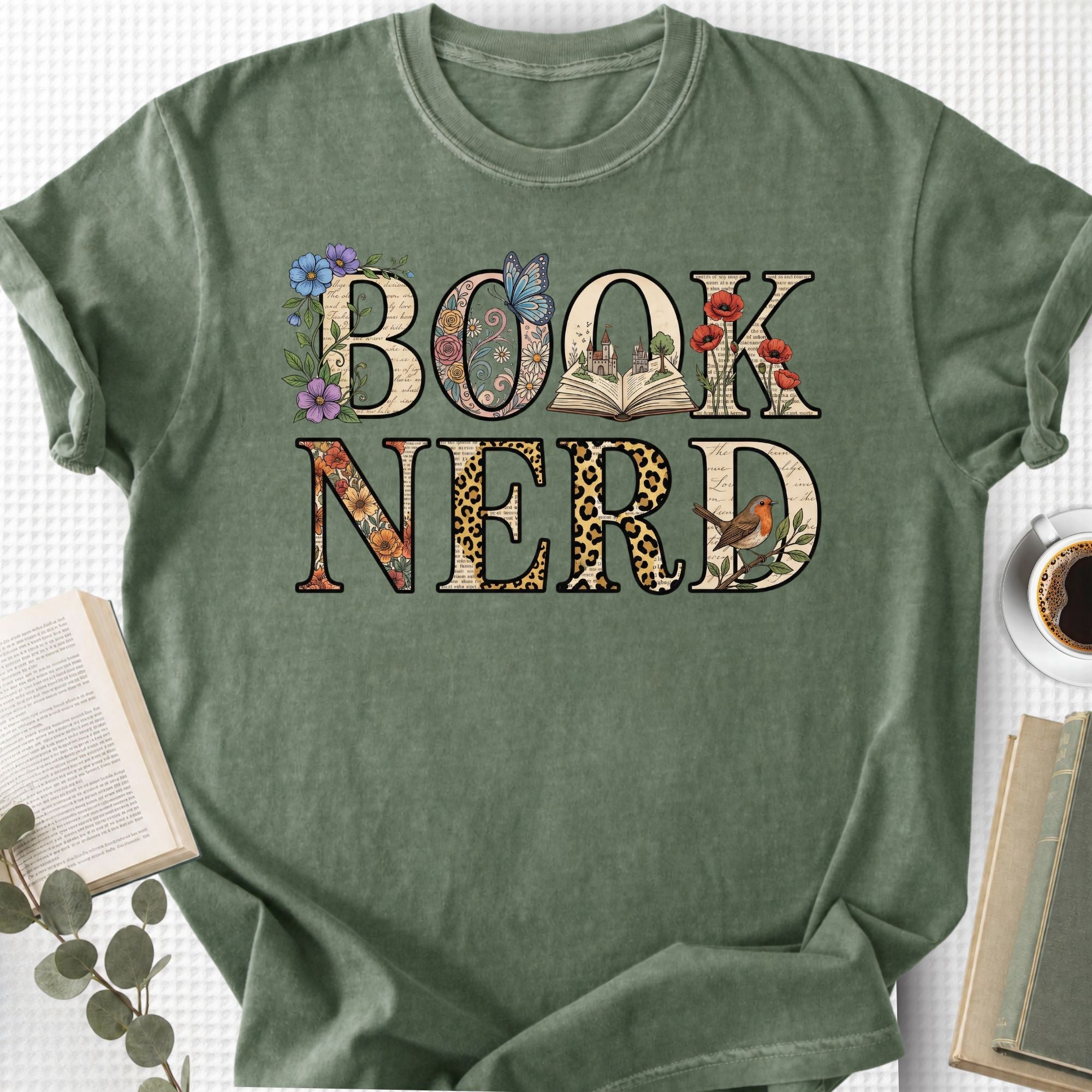 Book Nerd Floral Unisex T-Shirt, Bookworm Gift - Book Social Club