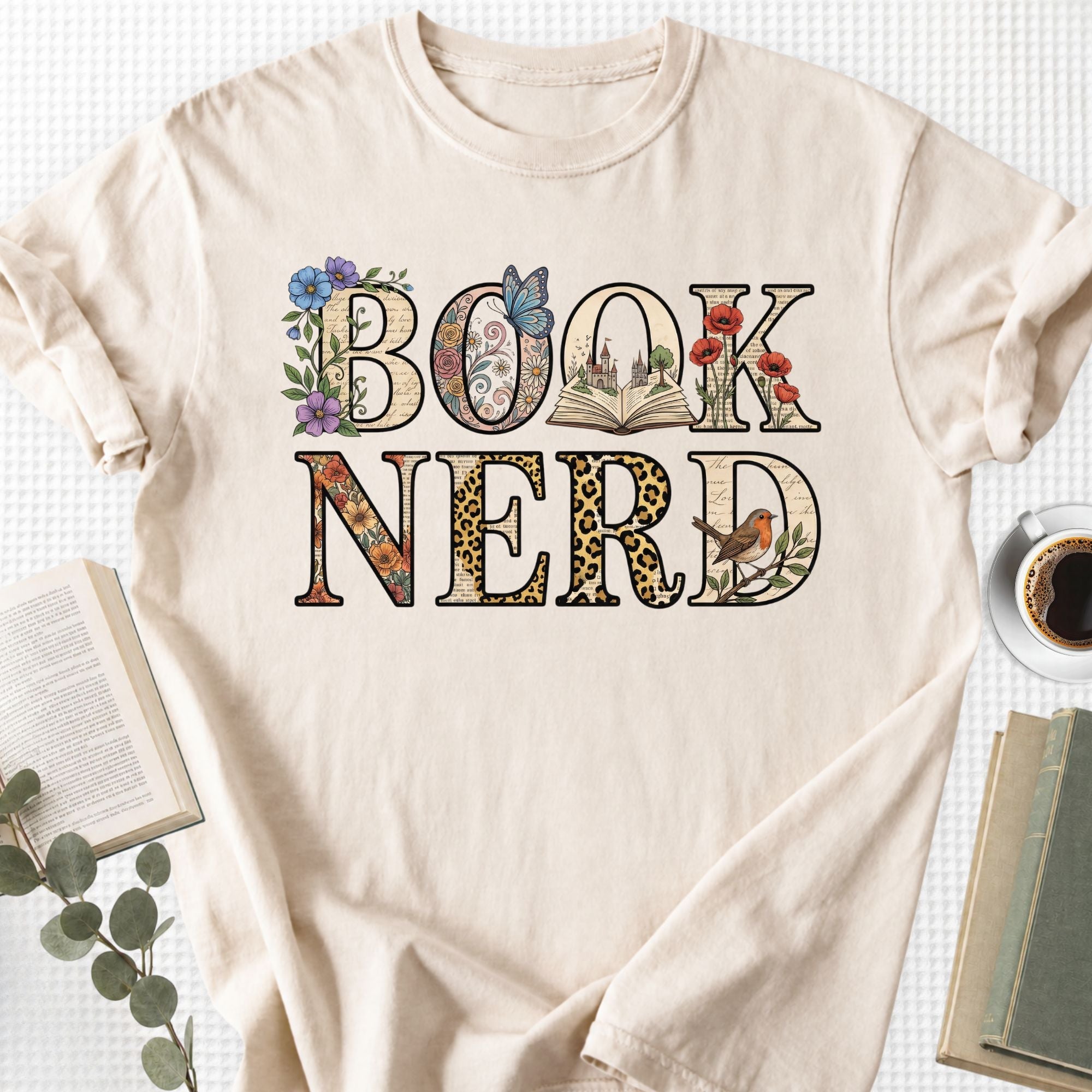 Book Nerd Floral Unisex T-Shirt, Bookworm Gift - Book Social Club