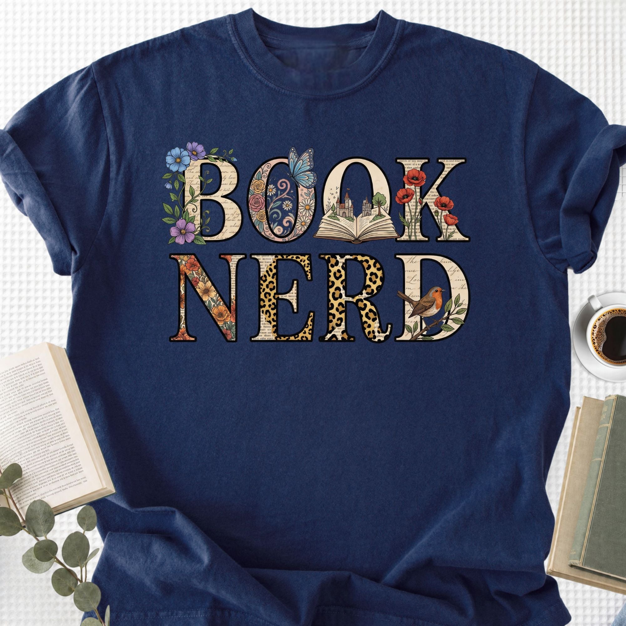 Book Nerd Floral Unisex T-Shirt, Bookworm Gift - Book Social Club
