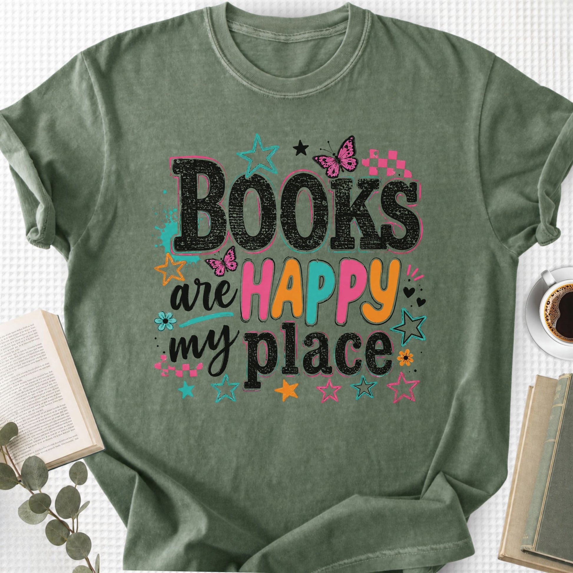 Books Are My Happy Place Retro Unisex T-Shirt - Book Social Club