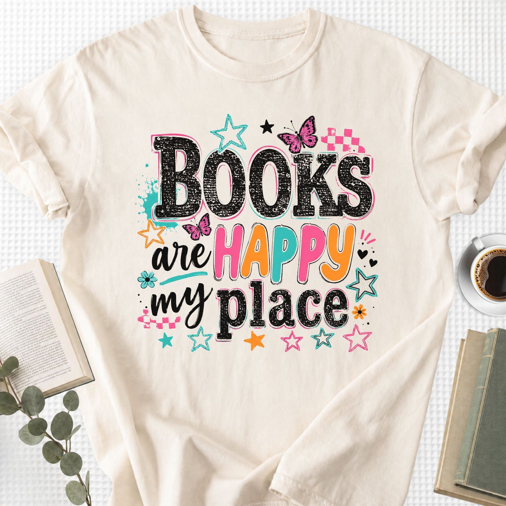 Books Are My Happy Place Retro Unisex T-Shirt - Book Social Club
