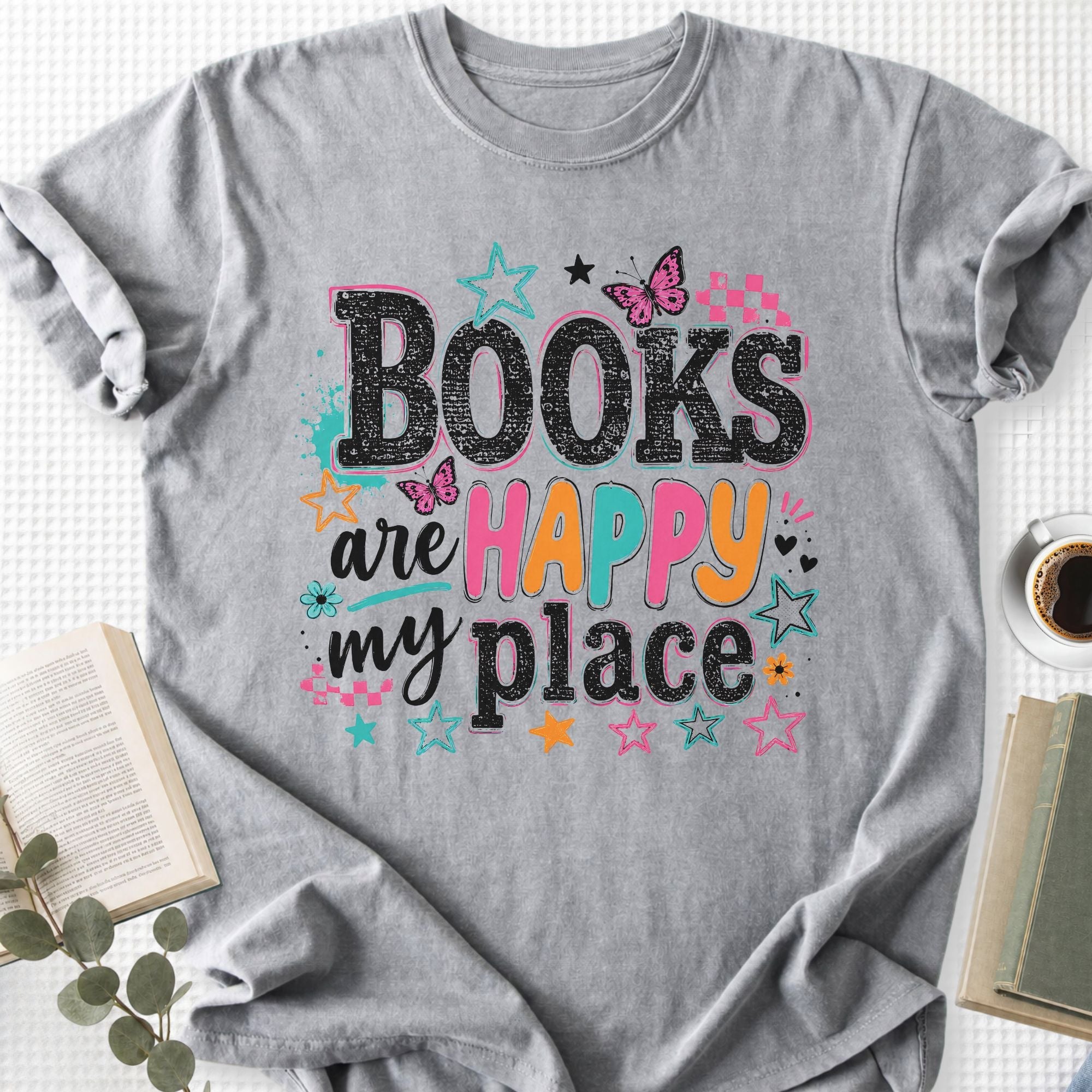 Books Are My Happy Place Retro Unisex T-Shirt - Book Social Club