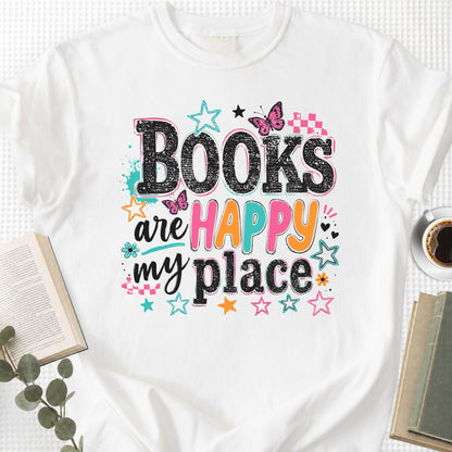 Books Are My Happy Place Retro Unisex T-Shirt - Book Social Club