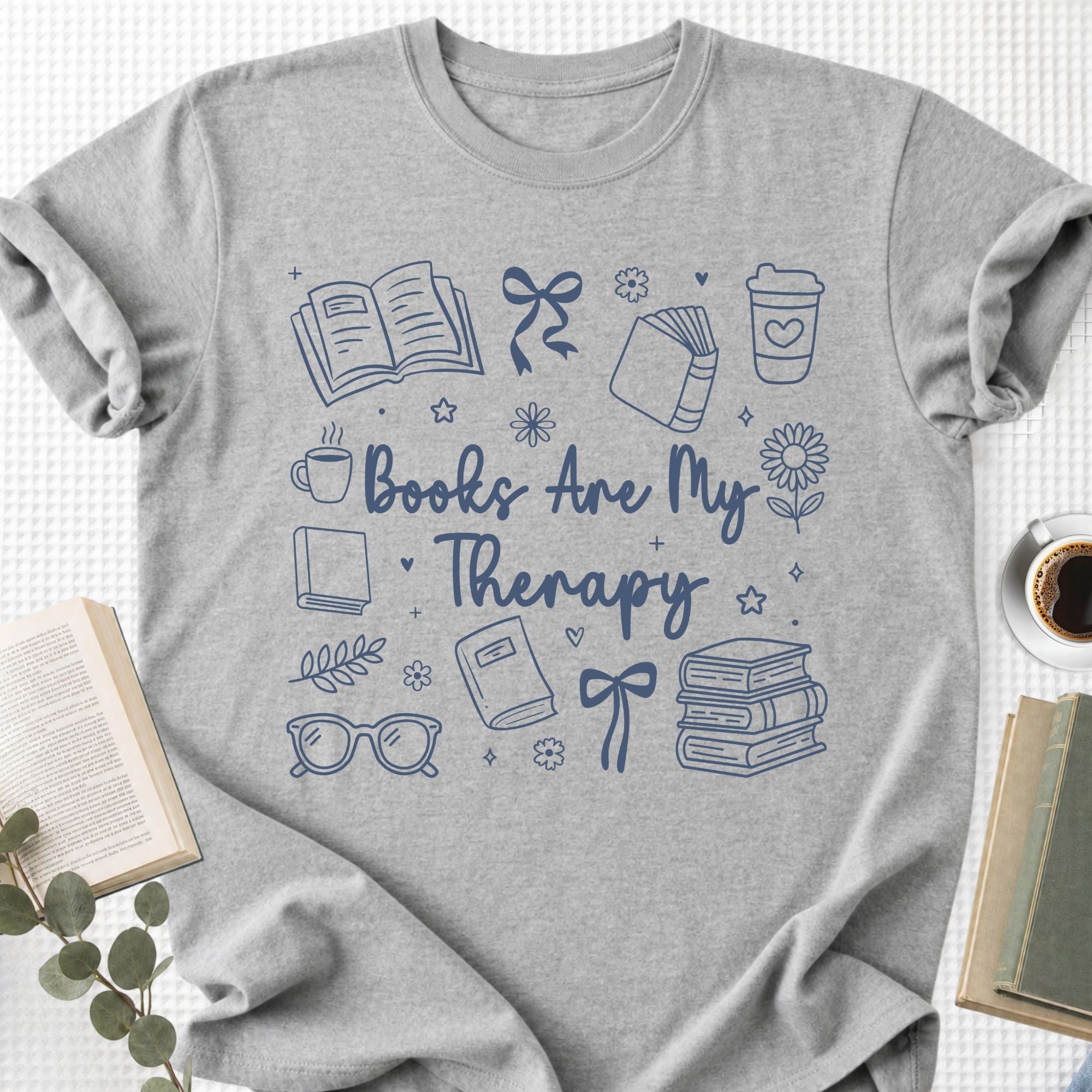 Books Are My Therapy Doodle Unisex T-Shirt - Book Social Club