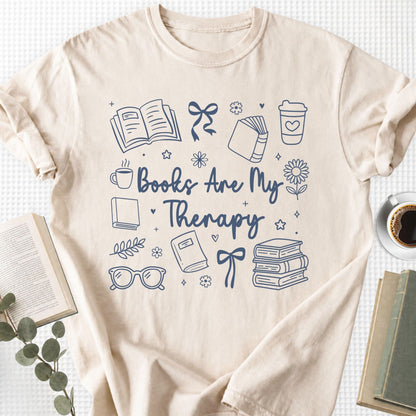 Books Are My Therapy Doodle Unisex T-Shirt - Book Social Club