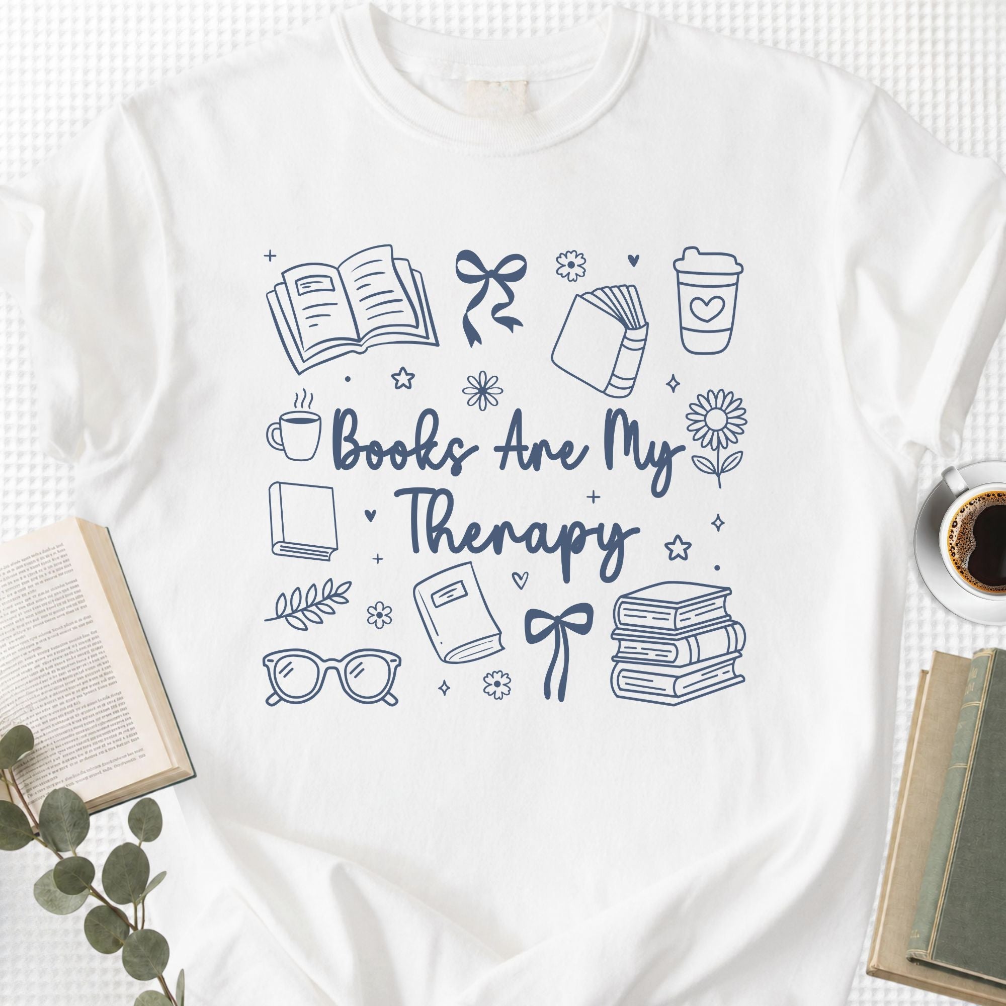 Books Are My Therapy Doodle Unisex T-Shirt - Book Social Club