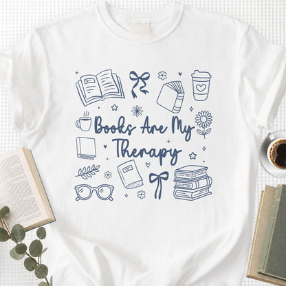 Books Are My Therapy Doodle Unisex T-Shirt - Book Social Club