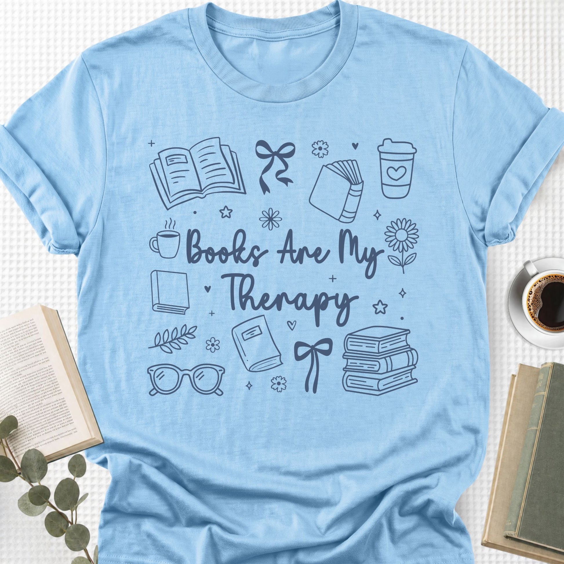 Books Are My Therapy Doodle Unisex T-Shirt - Book Social Club