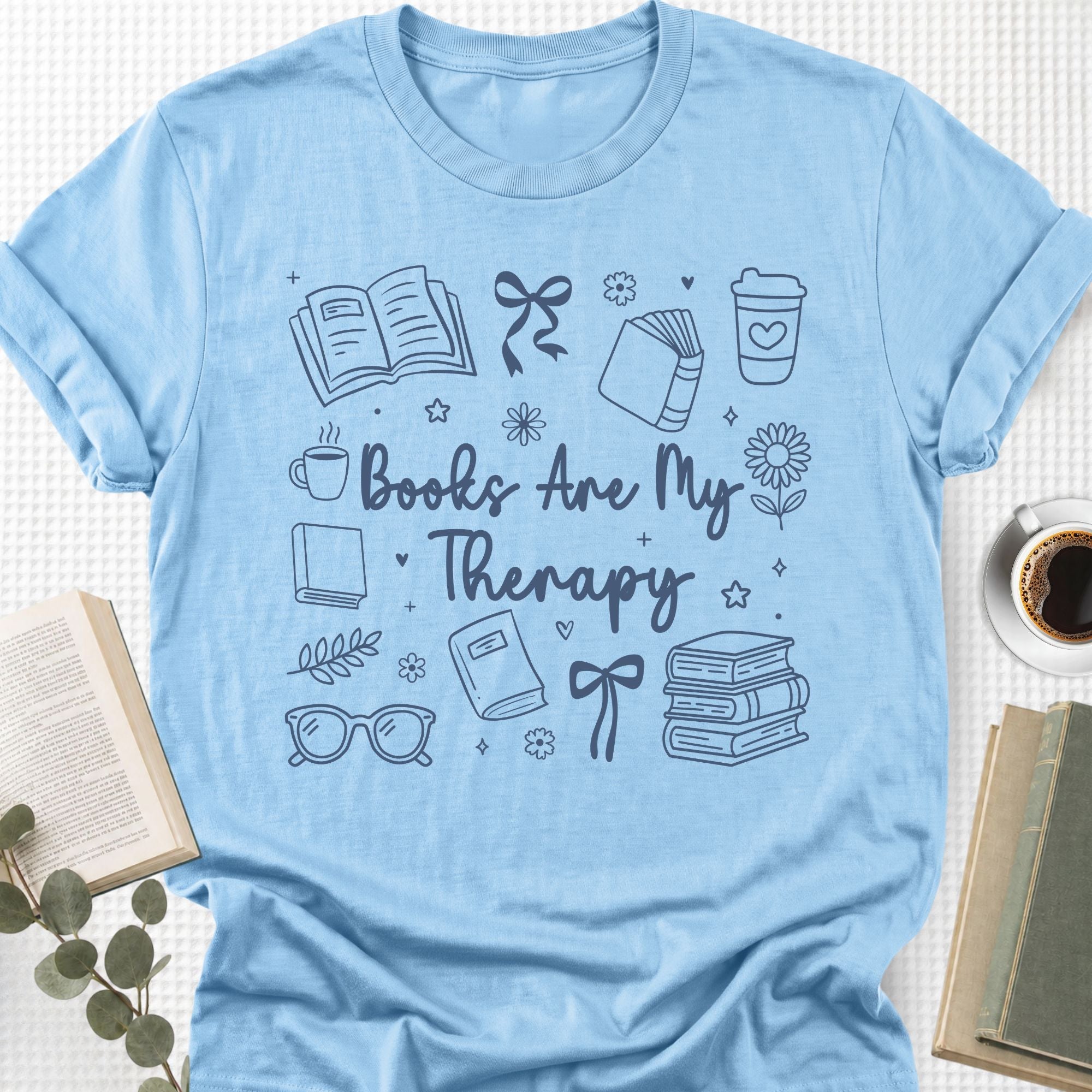 Books Are My Therapy Doodle Unisex T-Shirt - Book Social Club