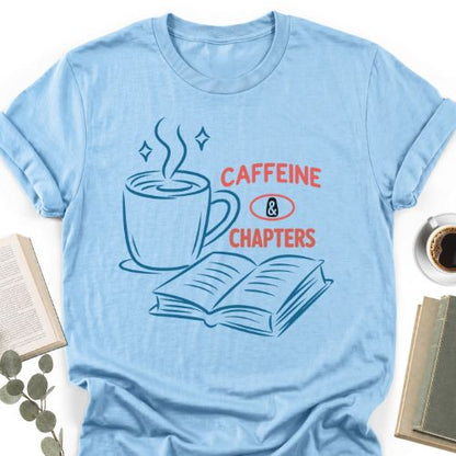 Caffeine & Chapters Unisex Tee, Book Lover Bookworm Shirt - Book Social Club