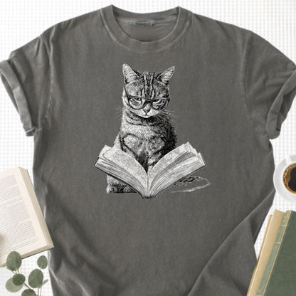 Cat Bookworm Reading Book Unisex T-Shirt - Book Social Club
