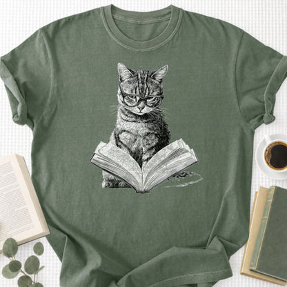 Cat Bookworm Reading Book Unisex T-Shirt - Book Social Club