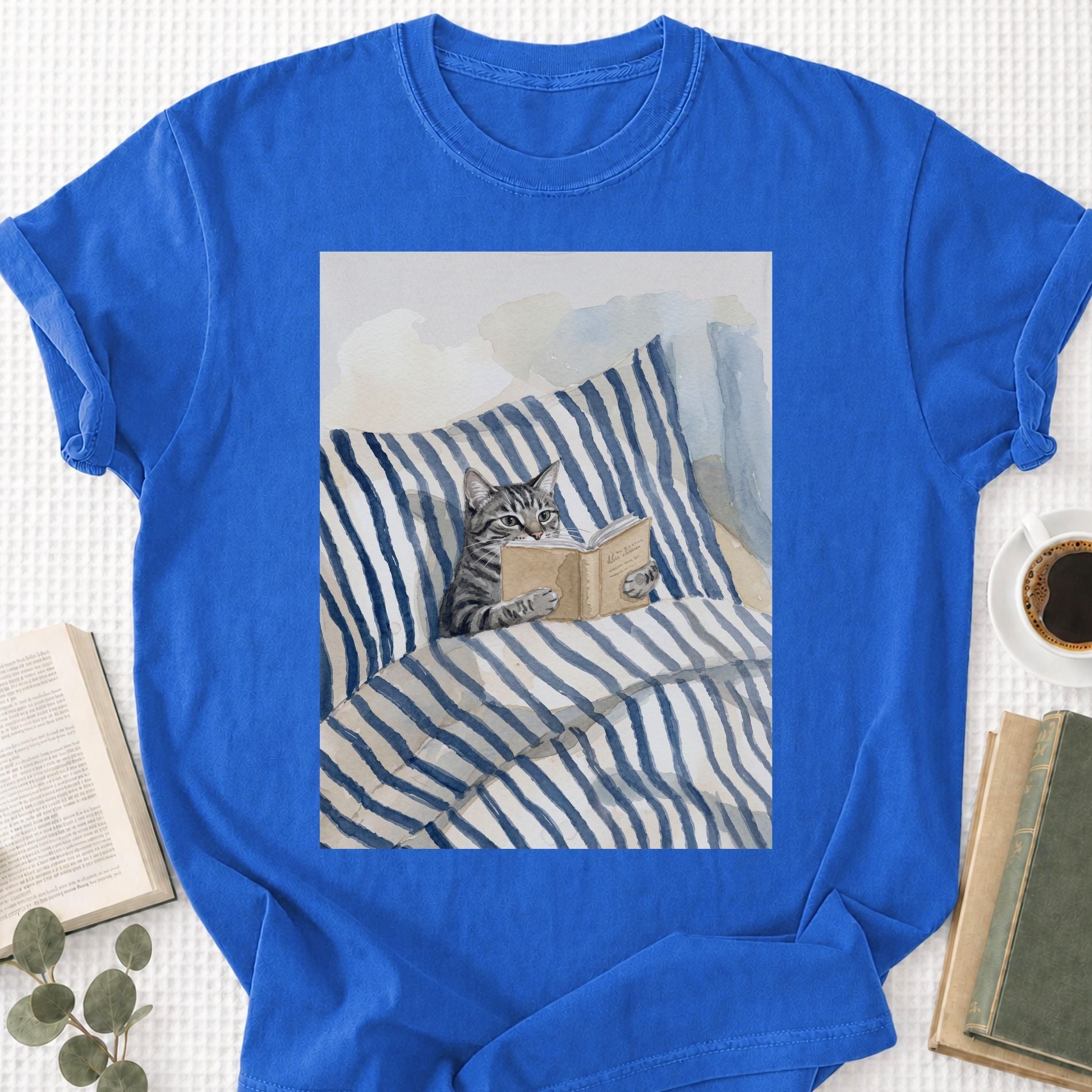 Cat Reading Book Unisex T-Shirt - Book Social Club
