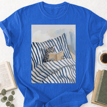 Cat Reading Book Unisex T-Shirt - Book Social Club