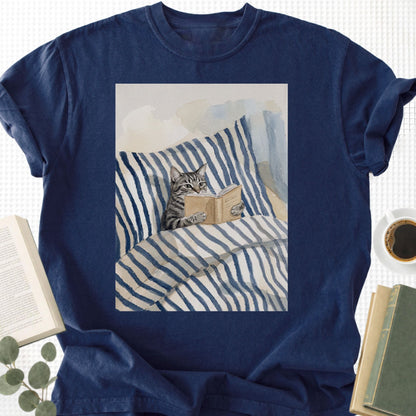 Cat Reading Book Unisex T-Shirt - Book Social Club