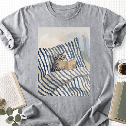 Cat Reading Book Unisex T-Shirt - Book Social Club
