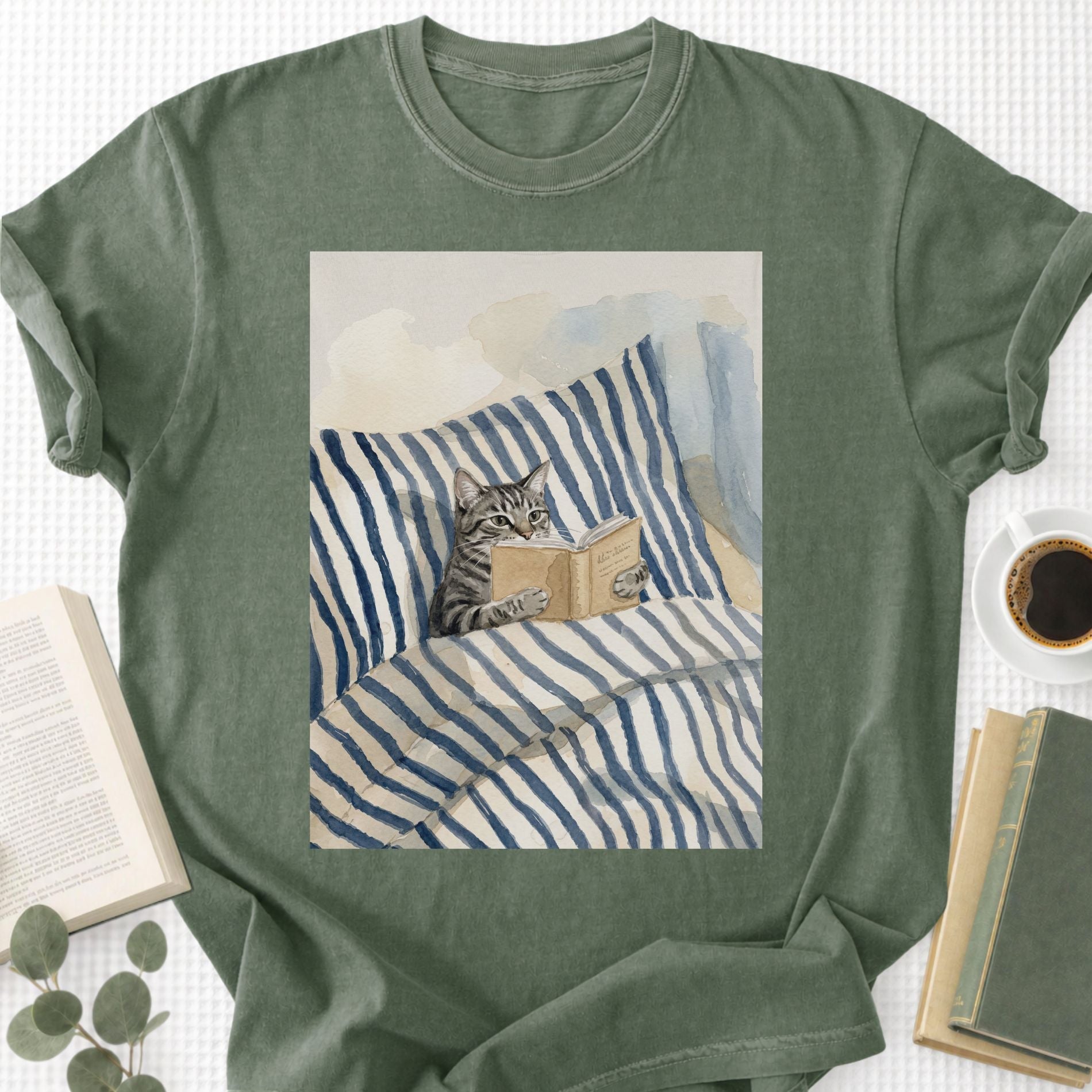 Cat Reading Book Unisex T-Shirt - Book Social Club