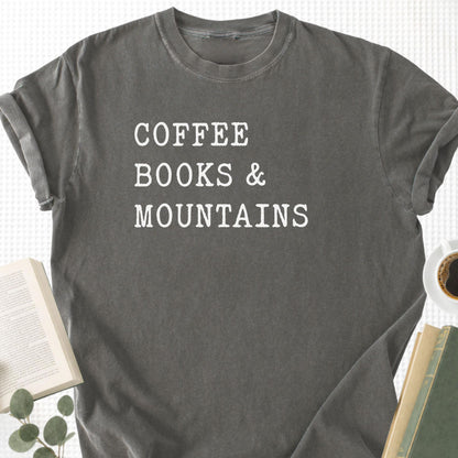 Coffee Books Mountains Unisex T-Shirt - Book Social Club