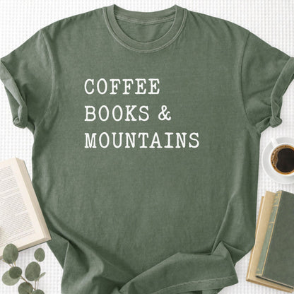 Coffee Books Mountains Unisex T-Shirt - Book Social Club