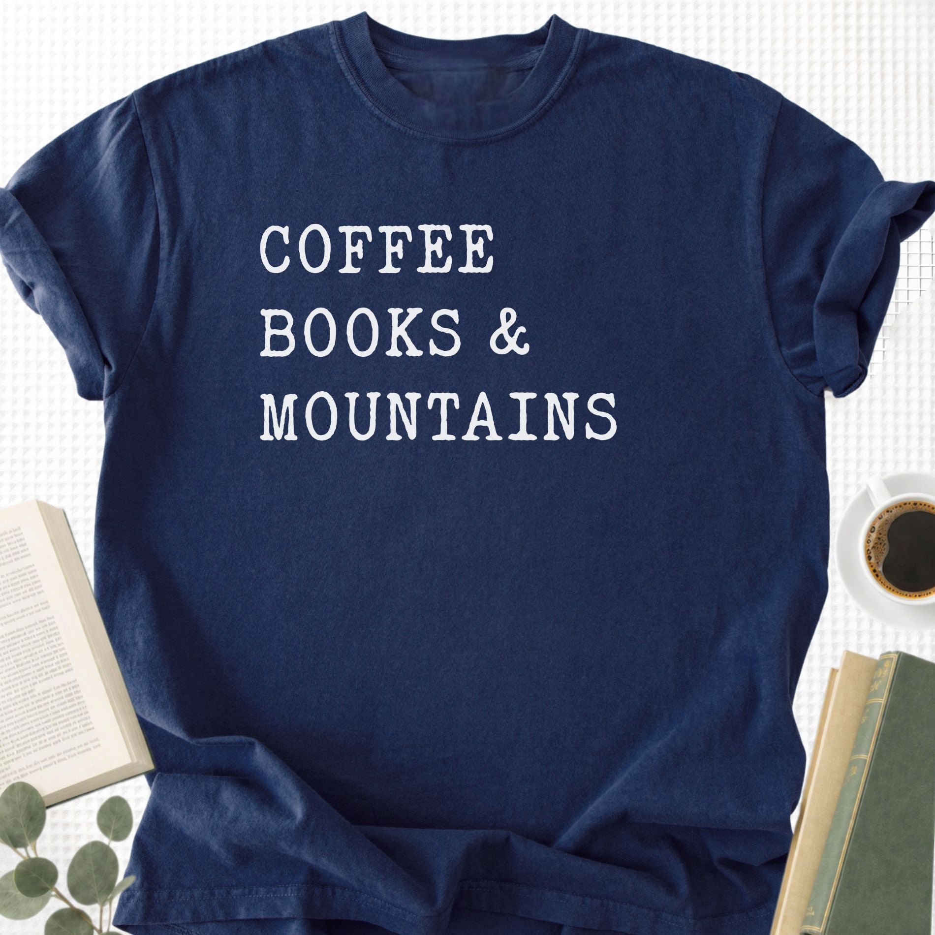 Coffee Books Mountains Unisex T-Shirt - Book Social Club