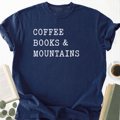 Coffee Books Mountains Unisex T-Shirt - Book Social Club