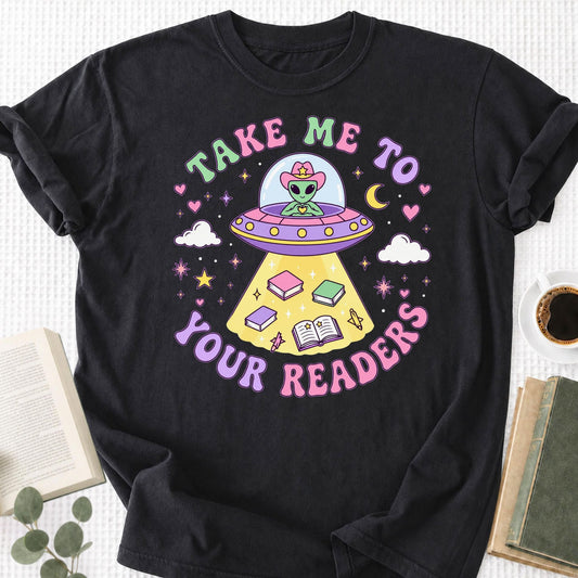 Cute Alien Reading Teacher Unisex T-Shirt - Book Social Club