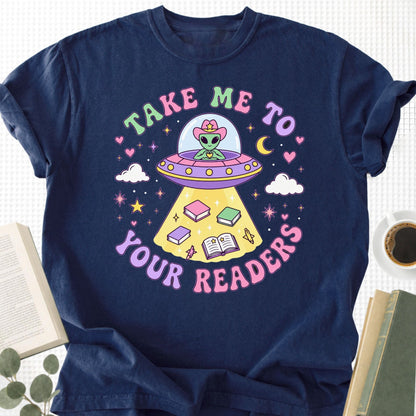 Cute Alien Reading Teacher Unisex T-Shirt - Book Social Club
