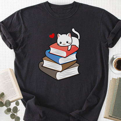 Cute Cat Books Kawaii Unisex T-Shirt - Book Social Club