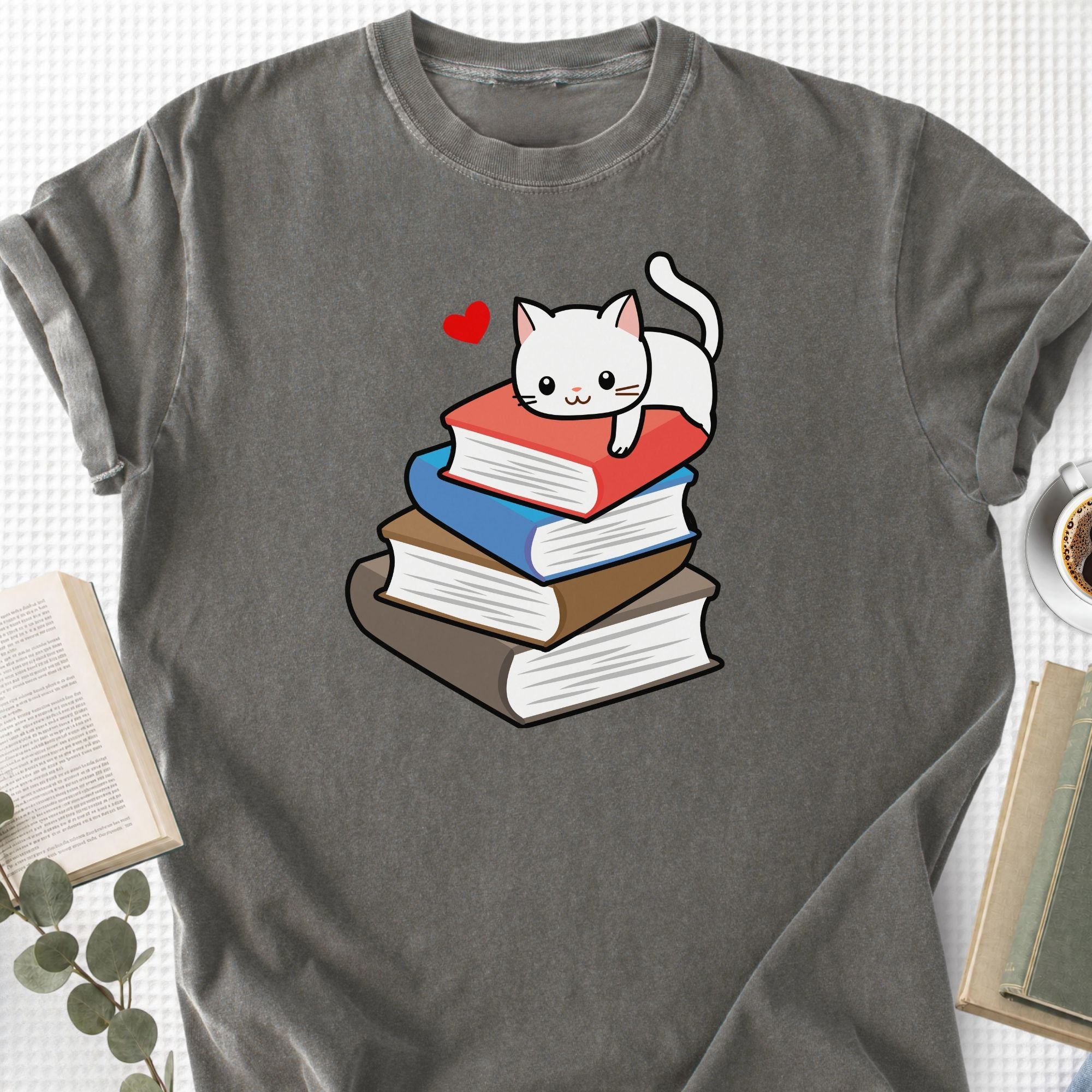 Cute Cat Books Kawaii Unisex T-Shirt - Book Social Club