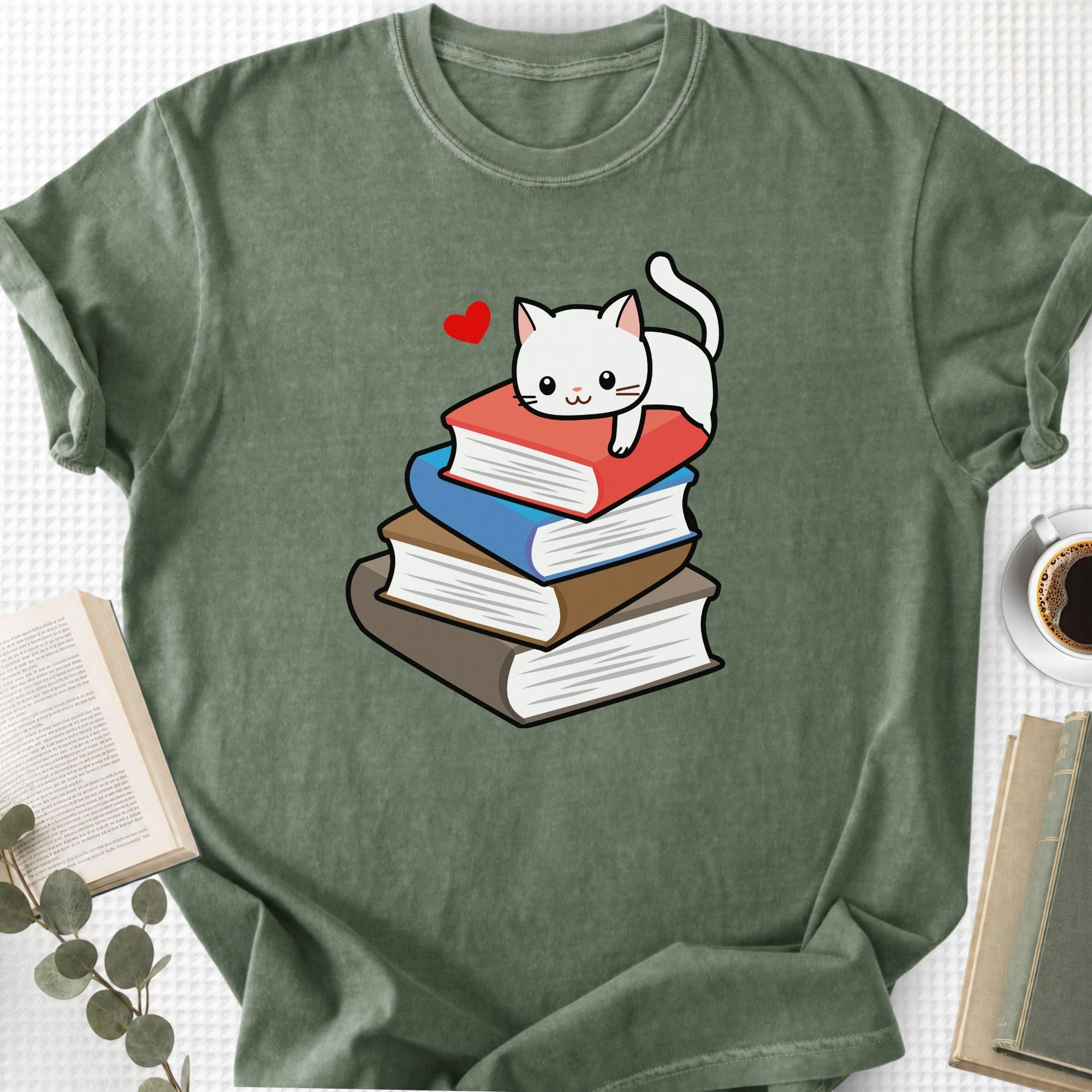 Cute Cat Books Kawaii Unisex T-Shirt - Book Social Club