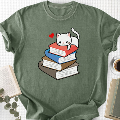 Cute Cat Books Kawaii Unisex T-Shirt - Book Social Club