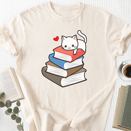 Cute Cat Books Kawaii Unisex T-Shirt - Book Social Club