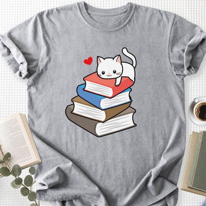 Cute Cat Books Kawaii Unisex T-Shirt - Book Social Club